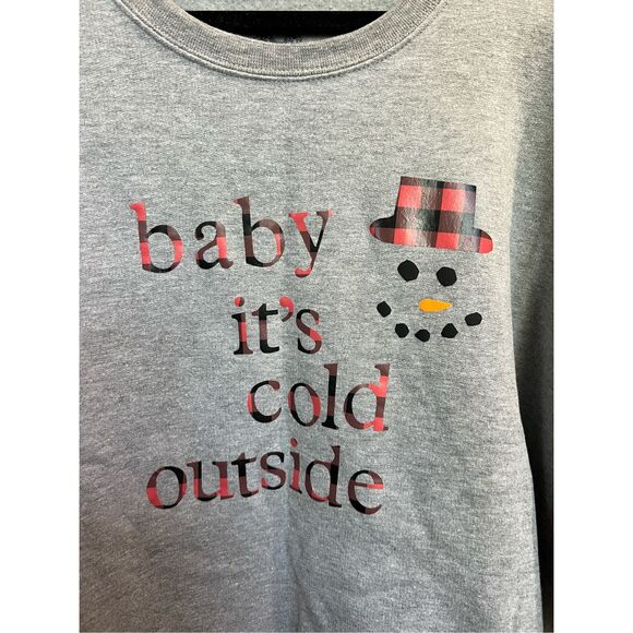 Baby It’s Cold Outside Grey Crewneck Sweatshirt Size Large - Picture 4 of 8